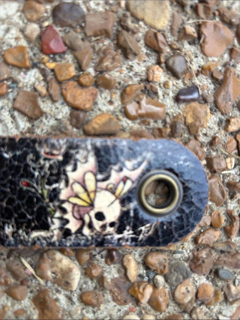 Ed Hardy Black Leather Belt with Multicolor Graphic Accents